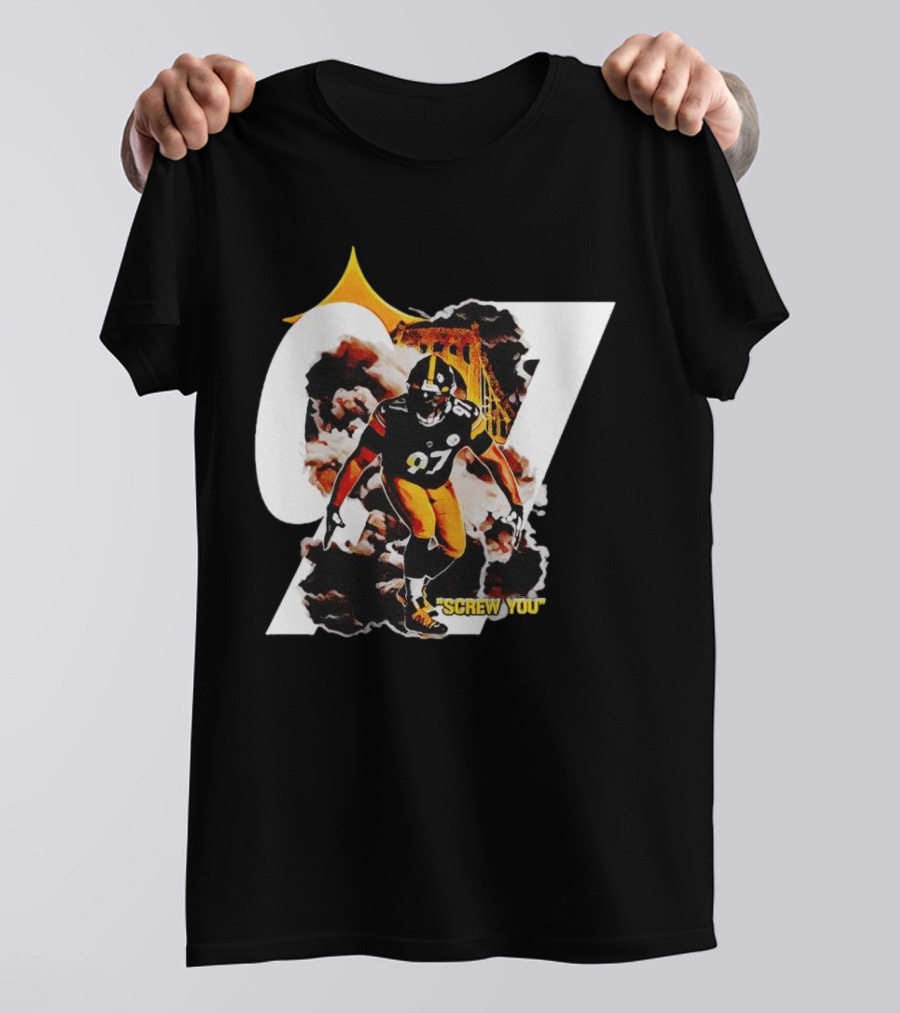 Cameron Heyward Screw You 97 Pittsburgh Steelers Steel City Skyline T-Shirt