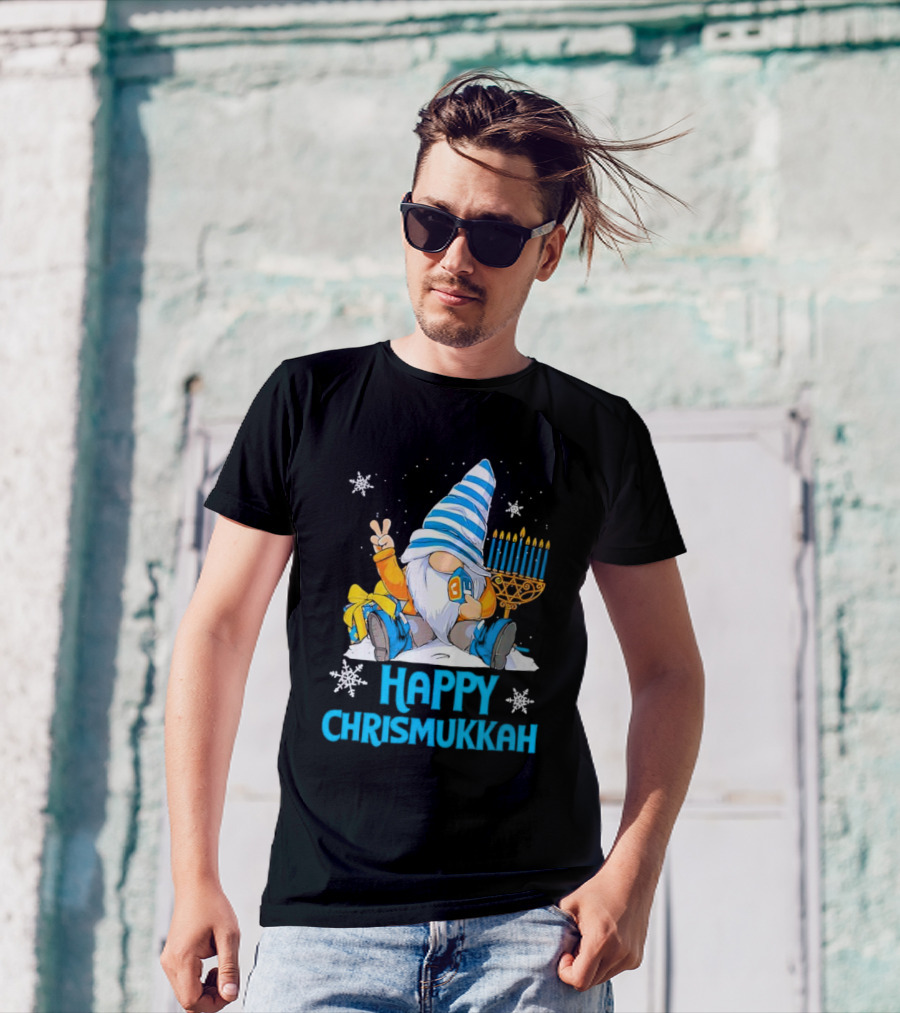Happy Chrismukkah Gnome Menorah Snowflakes T-Shirt