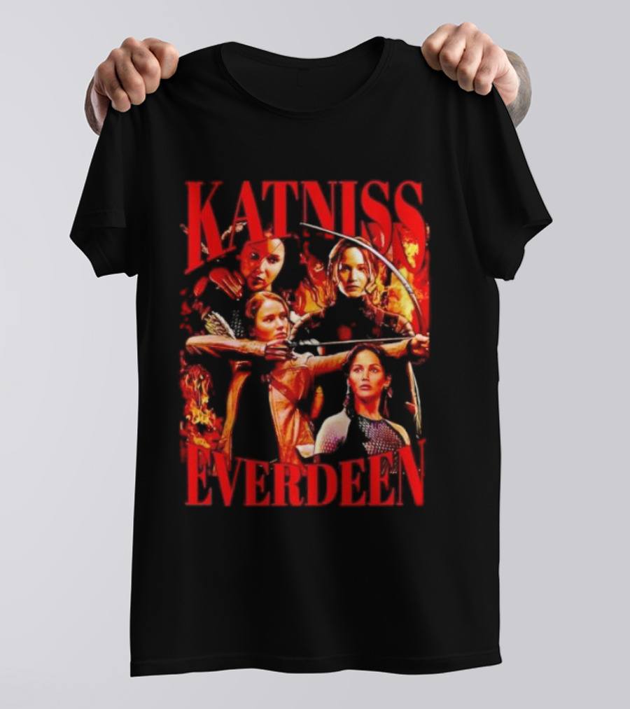 Katniss Everdeen Fiery Bow And Arrow Montage T-Shirt