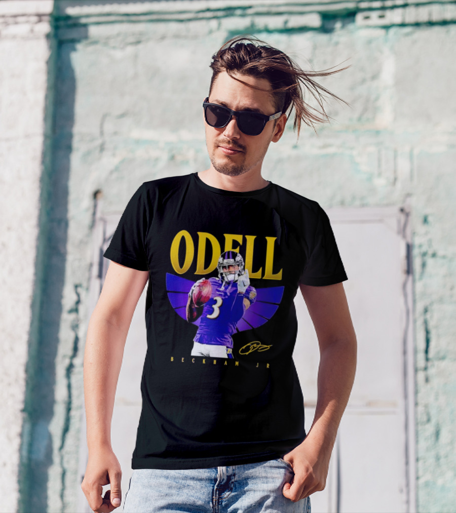 Odell Beckham Jr Baltimore Ravens Signature Number 3 Spotlight T-Shirt