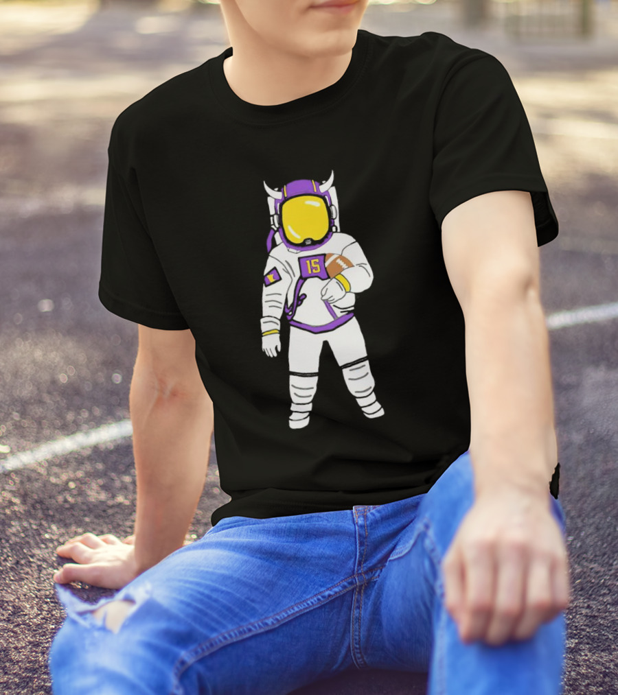 Passtronaut Minnesota Astronaut Football Purple 15 T-Shirt