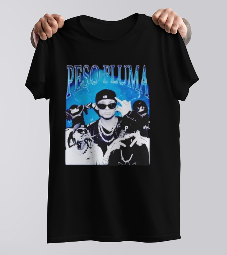 Peso Pluma Vintage Hip Hop Style Blue Tones T-Shirt