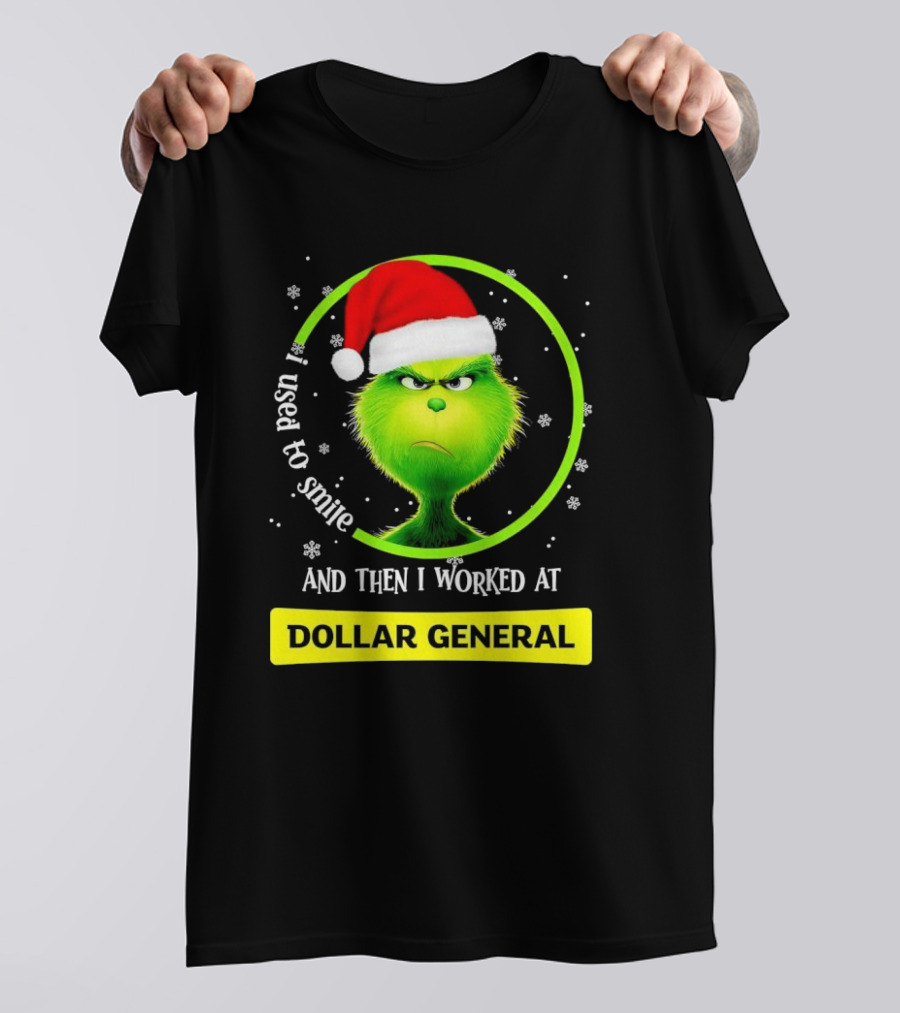 Santa Grinch I Used To Smile And Then I Worked At Dollar General Christmas T-Shirt