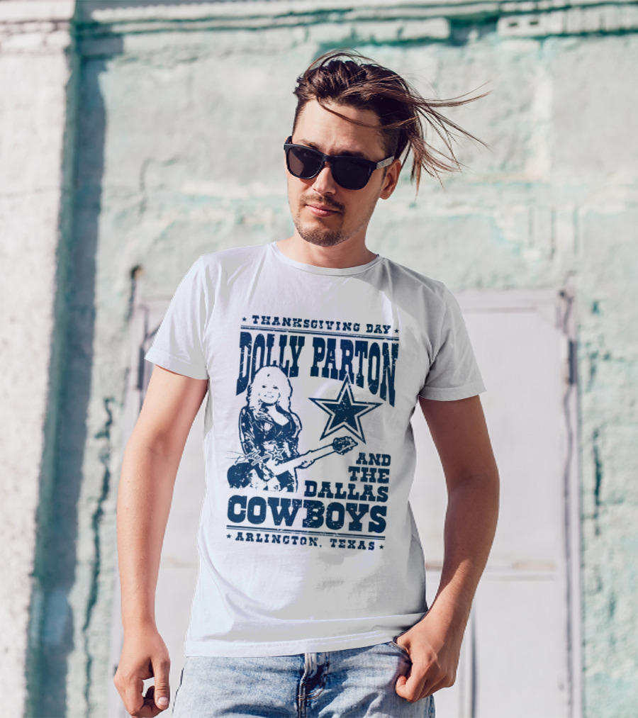 Thanksgiving Day Dolly Parton And The Dallas Cowboys Arlington Texas Star Guitar T-Shirt