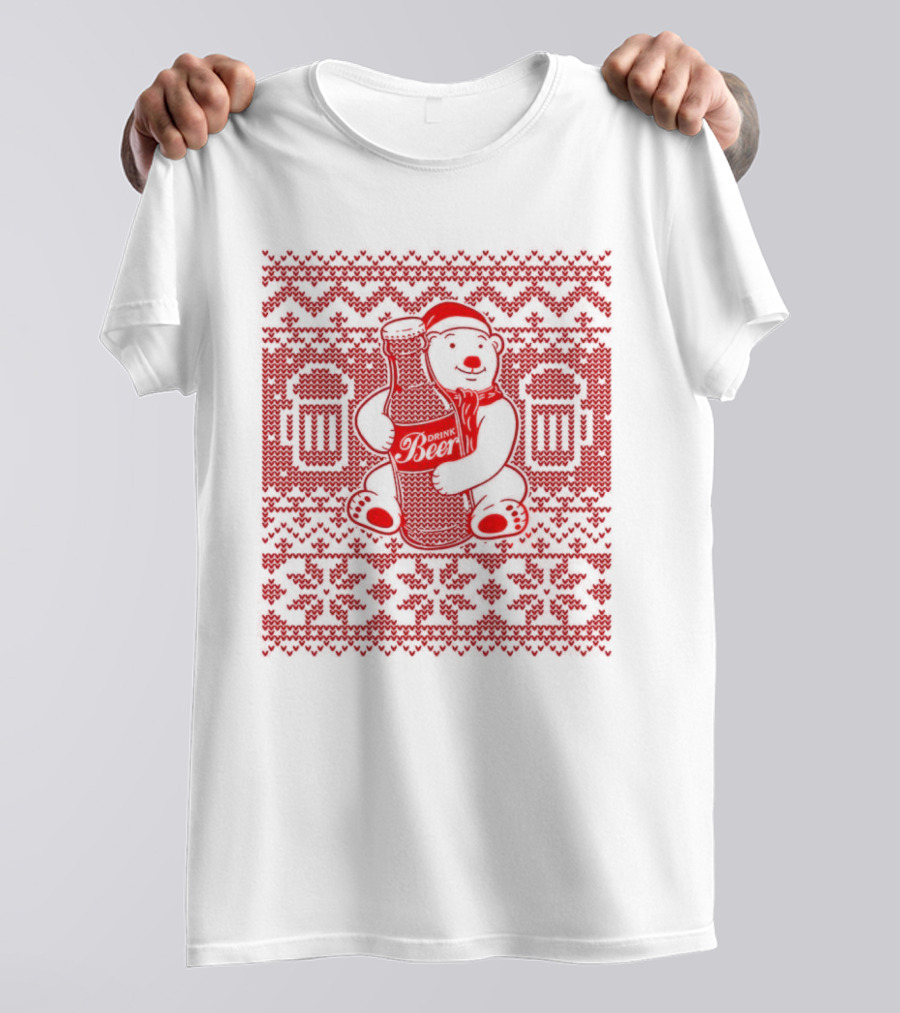 Bear Drink Beer Ugly Christmas T-Shirt