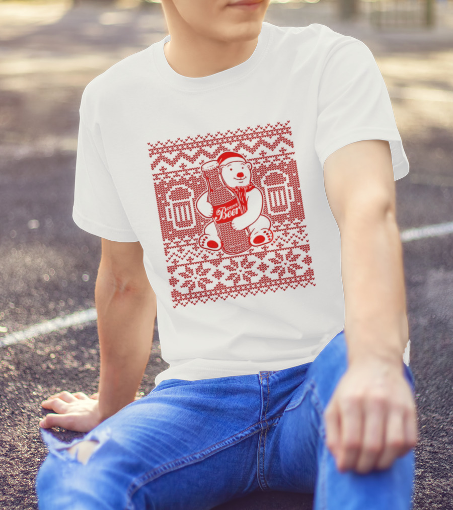 Bear Drink Beer Ugly Christmas T-Shirt