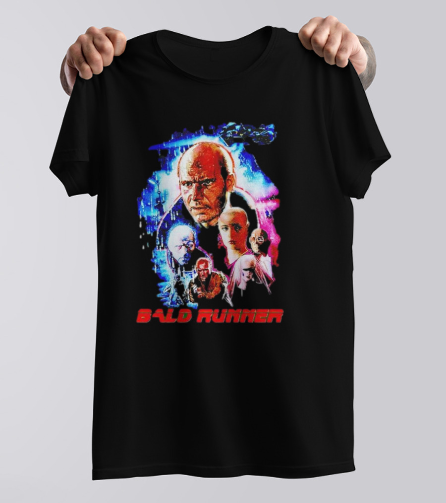 Bald Runner Sci-Fi Parody Character Montage T-Shirt