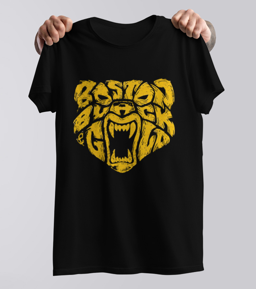 Boston Black And Gold Bear Face T-Shirt