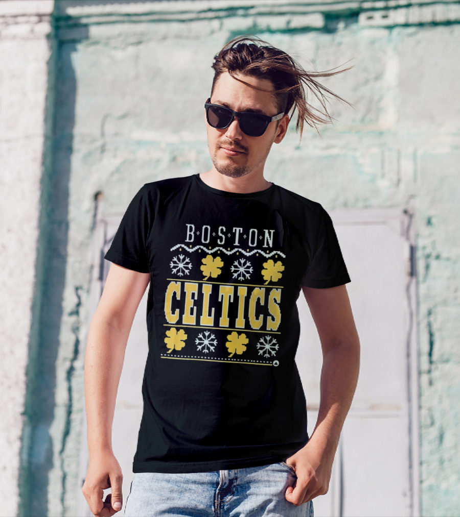Boston Celtics Snowflakes And Shamrocks T-Shirt