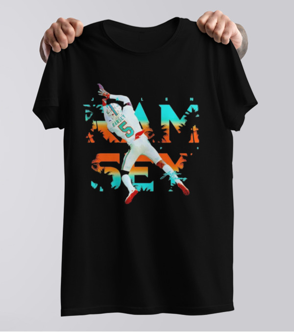 Jalen Ramsey Dolphins Interception Palm Sunset T-Shirt