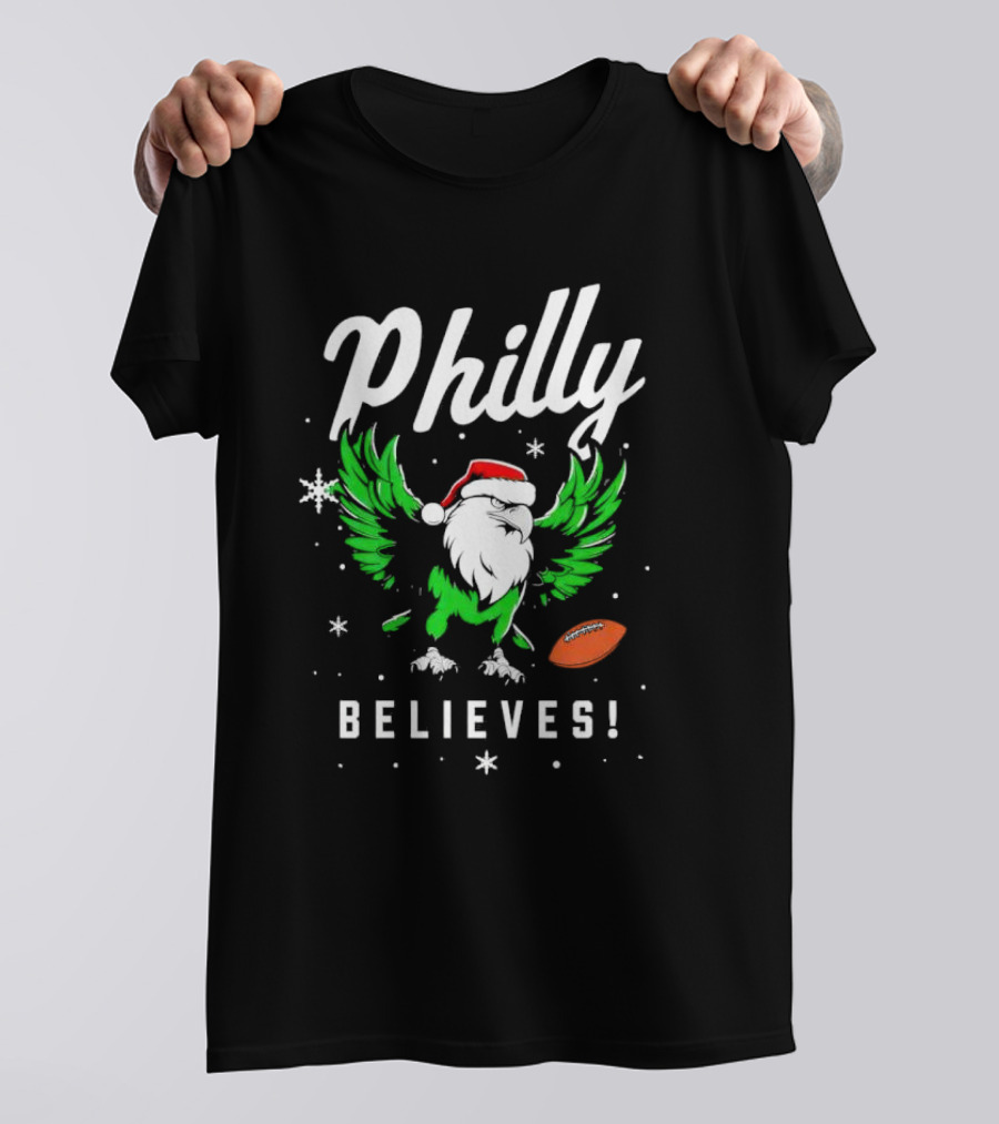 Philly Believes Christmas Eagles Football Santa T-Shirt