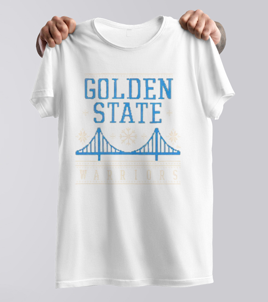 Golden State Warriors Snowflake Bridge Winter T-Shirt