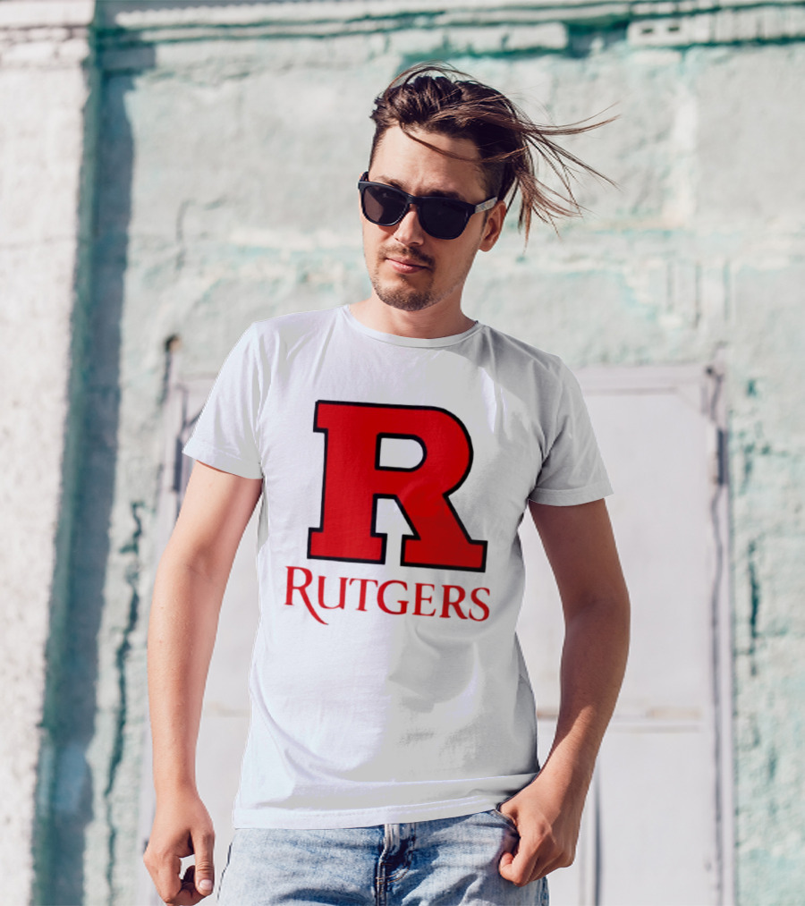 Rutgers University Red R Icon With Text T-Shirt