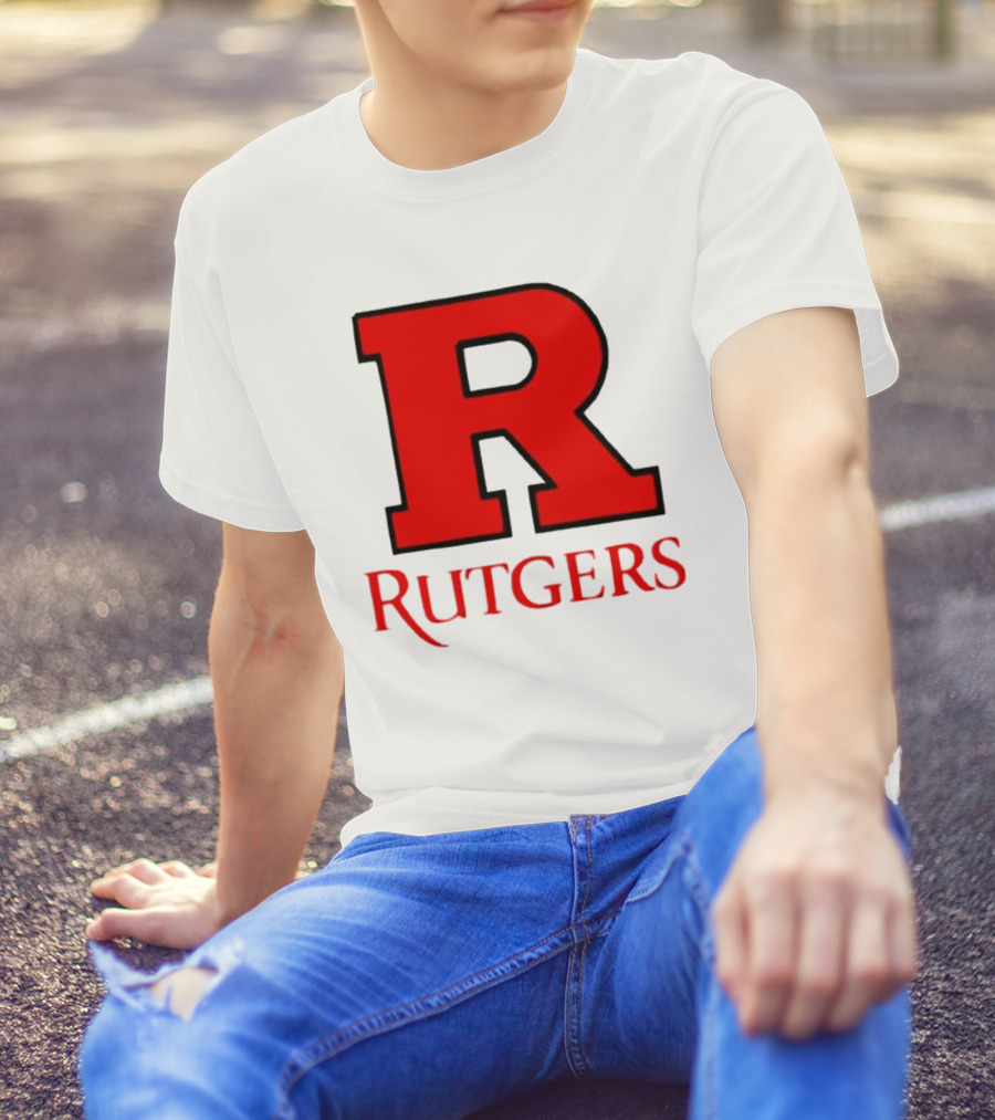 Rutgers University Red R Icon With Text T-Shirt