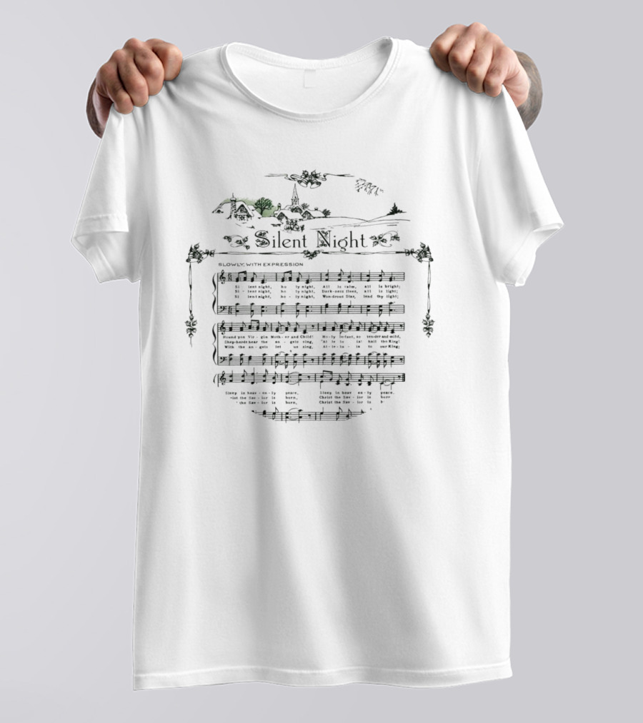 Silent Night Sheet Music Christmas Carol Lyrics T-Shirt