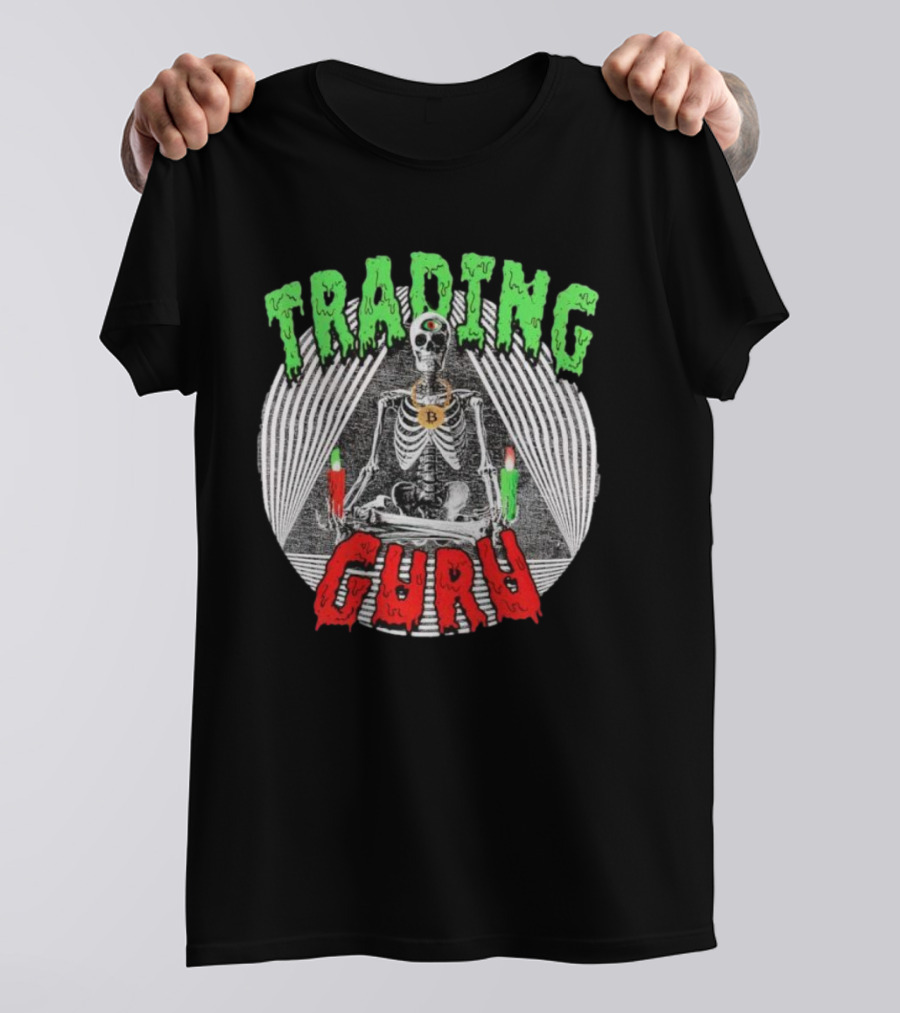 Trading Guru Skeleton Cryptocurrency Candles T-Shirt