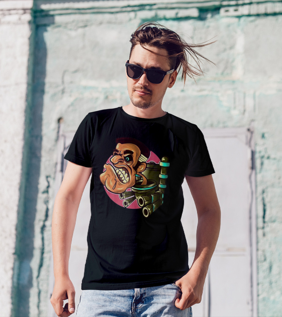 Skibidi Toilet Meme Angry Gritty Face T-Shirt