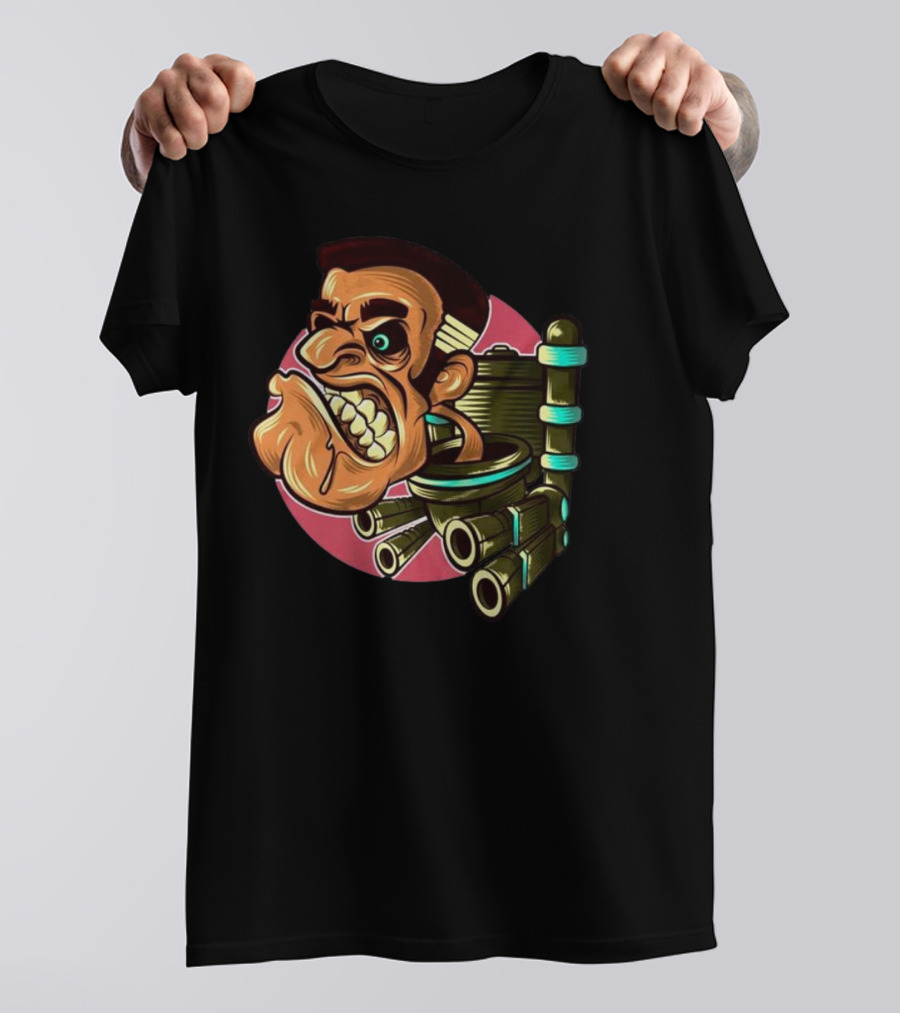 Skibidi Toilet Meme Angry Gritty Face T-Shirt