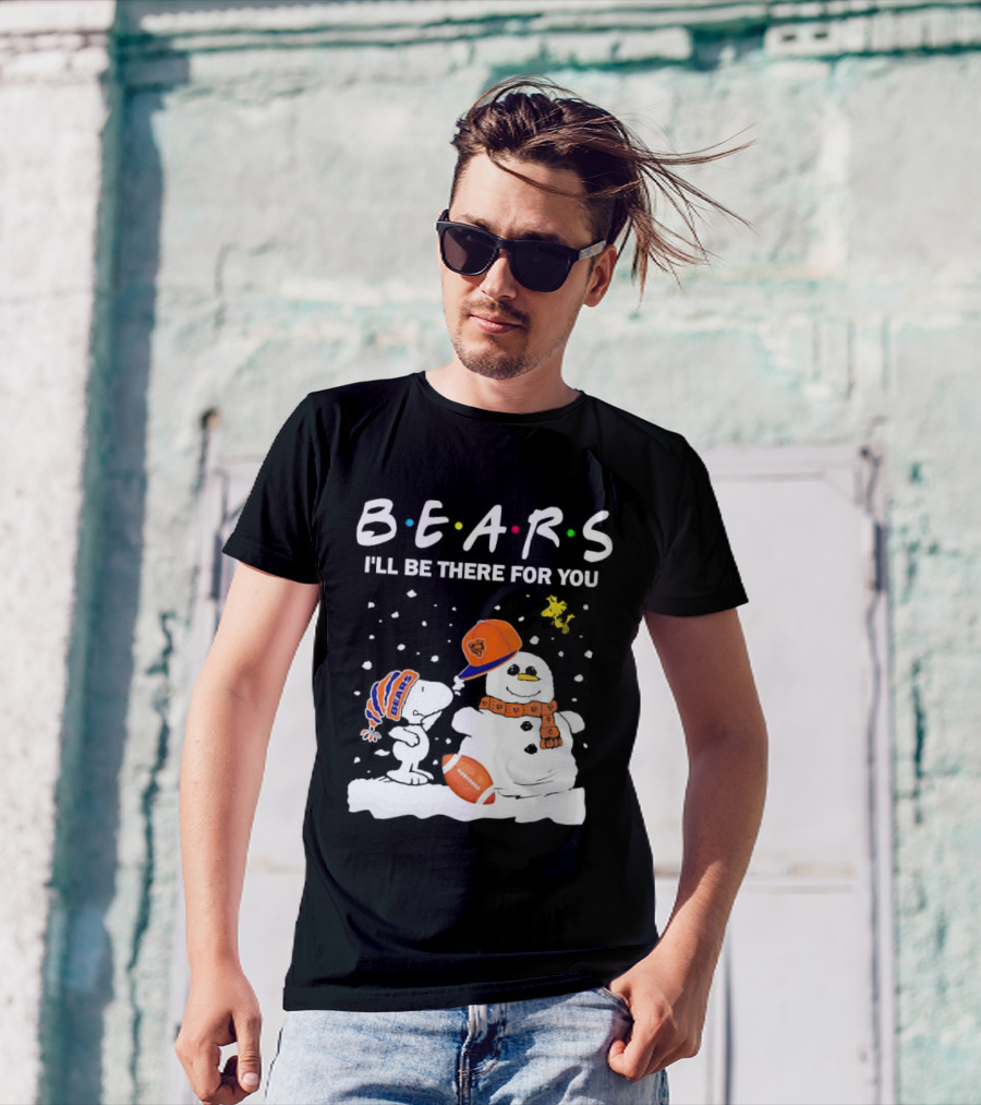 Snoopy And Snowman Chicago Bears I'll Be There For You Christmas Football T-Shirt