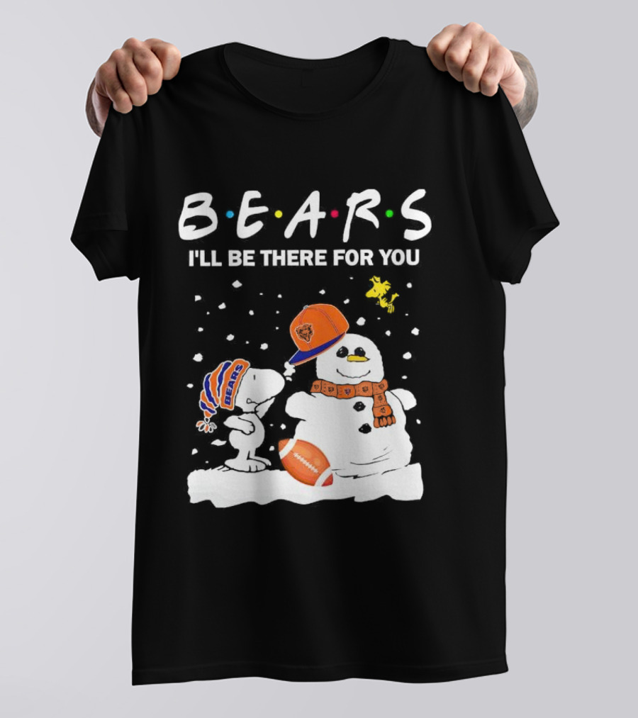 Snoopy And Snowman Chicago Bears I'll Be There For You Christmas Football T-Shirt