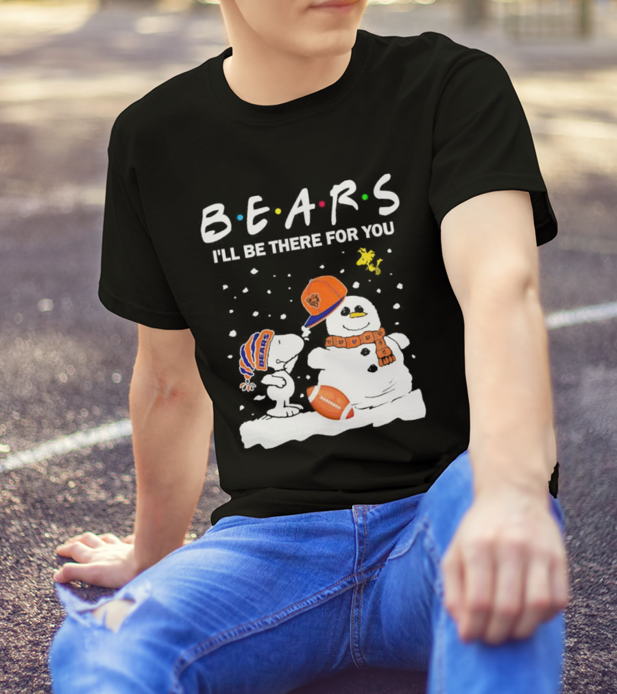 Snoopy And Snowman Chicago Bears I'll Be There For You Christmas Football T-Shirt