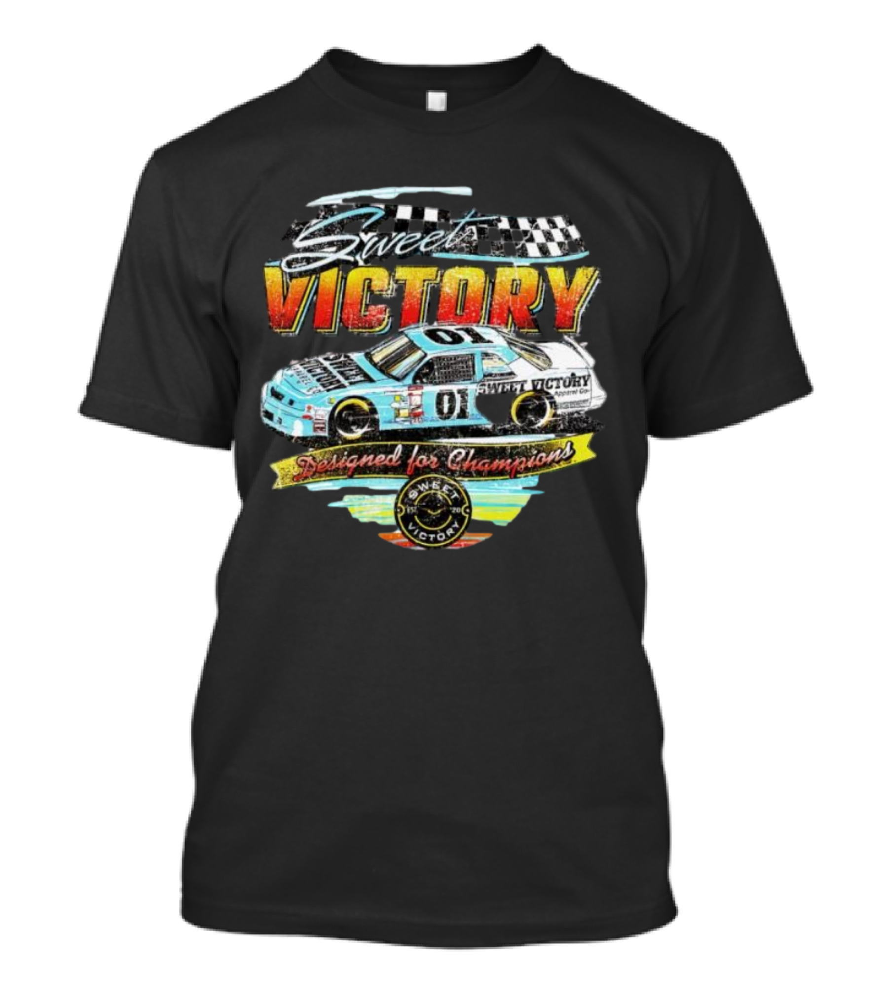 Sweet Victory Racing 01 Designed For Champions Checkered Flag T-Shirt