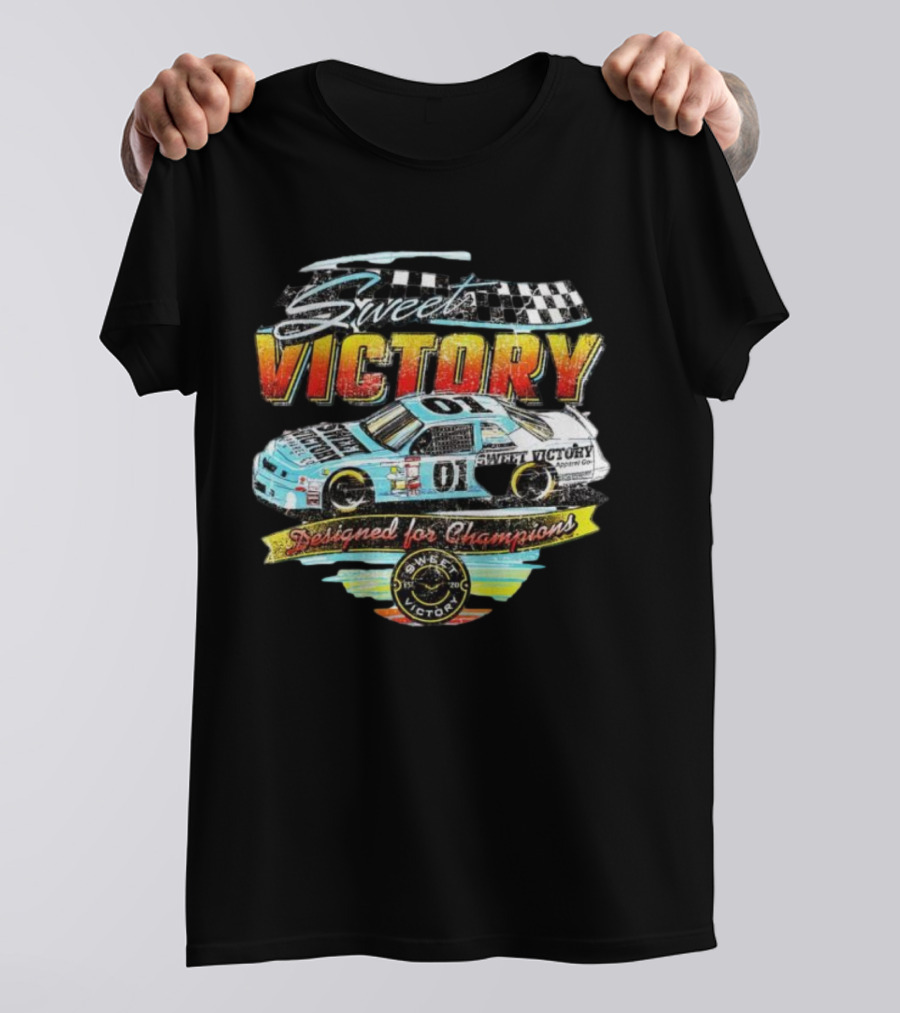 Sweet Victory Racing 01 Designed For Champions Checkered Flag T-Shirt