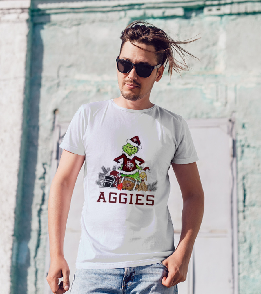 Texas A&M Aggies Grinch Max Dog Christmas Football Humor T-Shirt