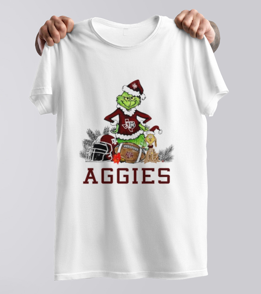 Texas A&M Aggies Grinch Max Dog Christmas Football Humor T-Shirt