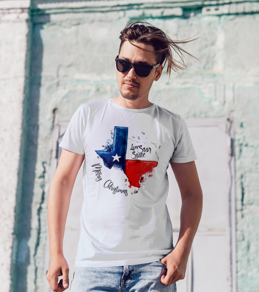 Texas Flag Lone Star State Merry Christmas T-Shirt