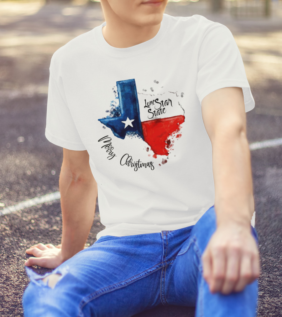 Texas Flag Lone Star State Merry Christmas T-Shirt