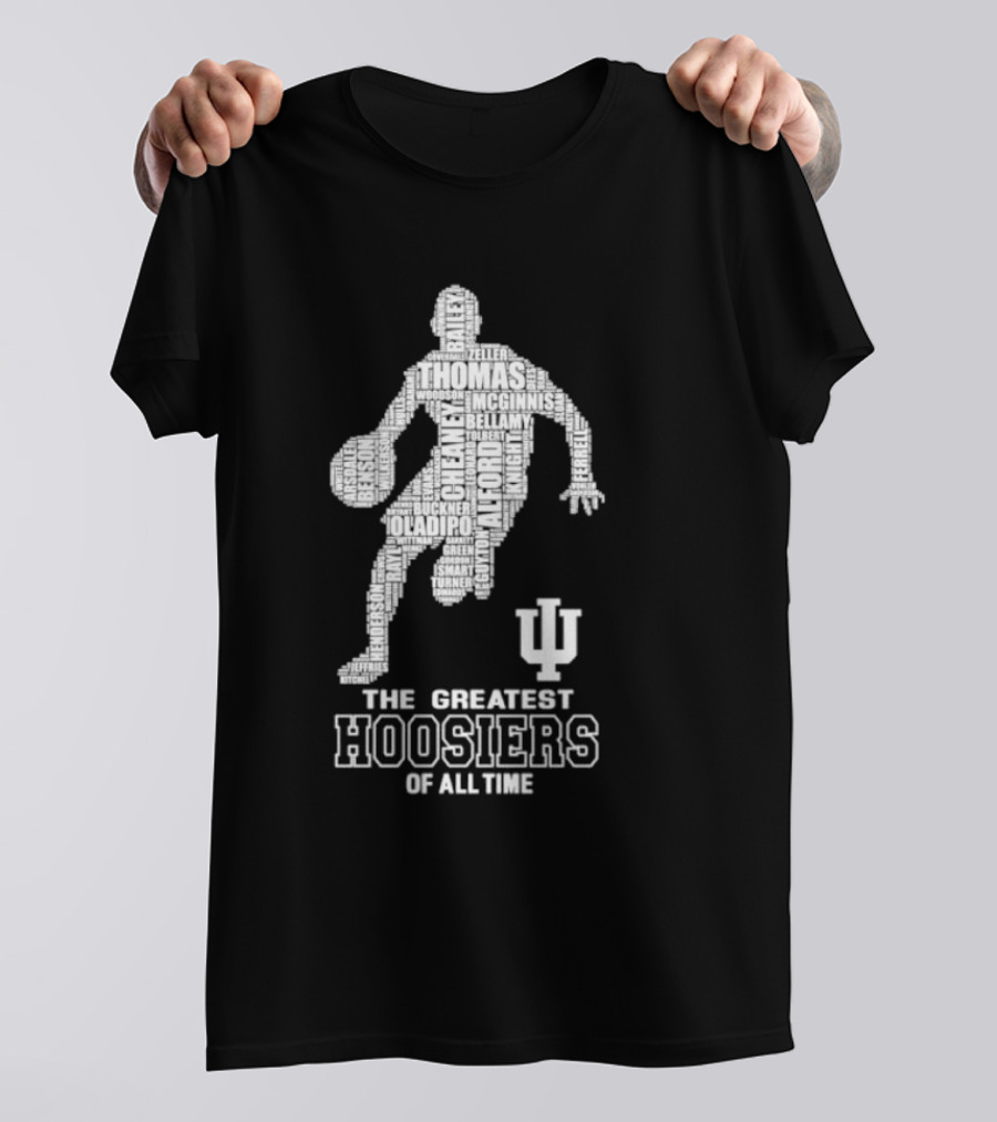 The Greatest Hoosiers Of All Time Basketball Legends Silhouette With IU T-Shirt