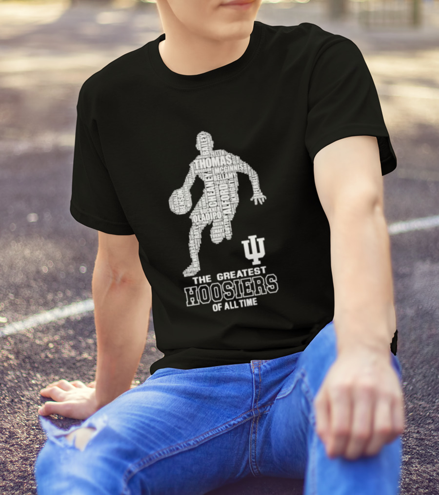 The Greatest Hoosiers Of All Time Basketball Legends Silhouette With IU T-Shirt