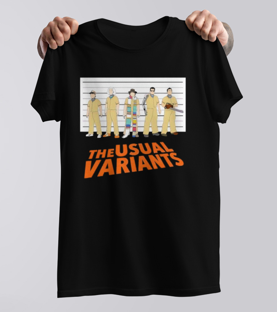 The Usual Variants Parody Featuring Sci-Fi Time Travel Characters In Lineup T-Shirt