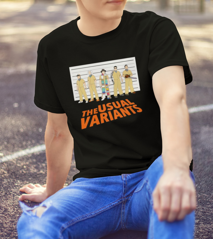 The Usual Variants Parody Featuring Sci-Fi Time Travel Characters In Lineup T-Shirt