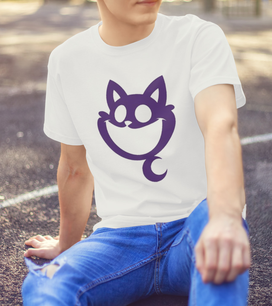 Cheshire Cat Purple Silhouette Face Design Catnap Face T-Shirt