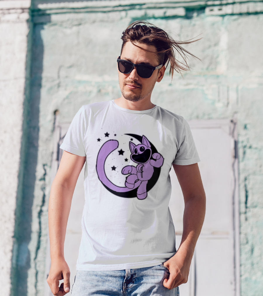 CatNap Astronaut Cat In Space With Crescent Moon And Stars T-Shirt