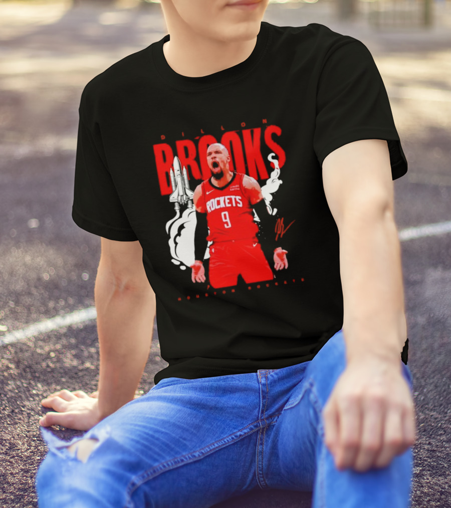 Dillon Brooks Rockets 9 Signature Houston Space T-Shirt