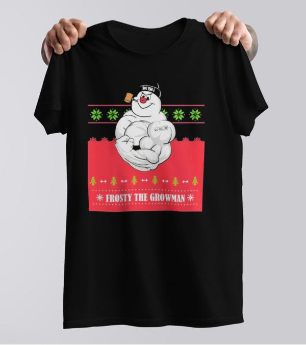 Frosty The Growman Christmas Bodybuilder Snowman T-Shirt
