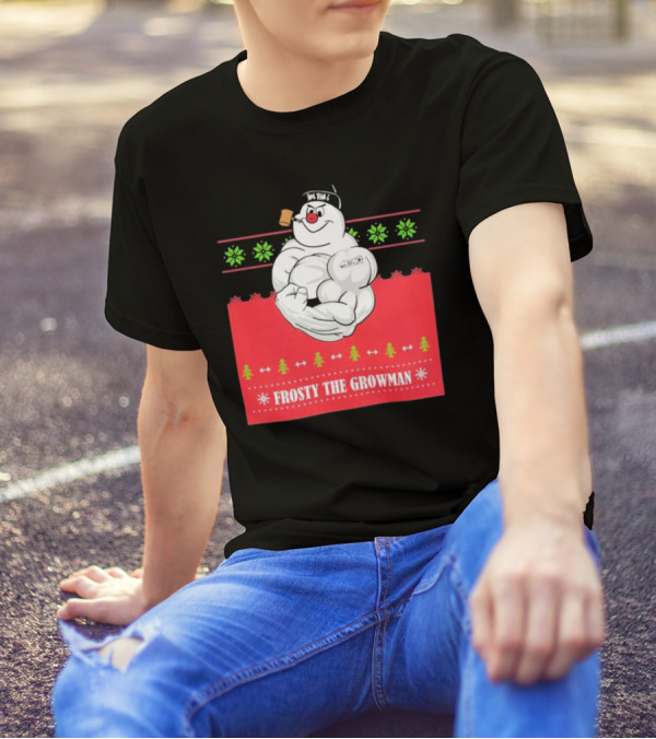 Frosty The Growman Christmas Bodybuilder Snowman T-Shirt