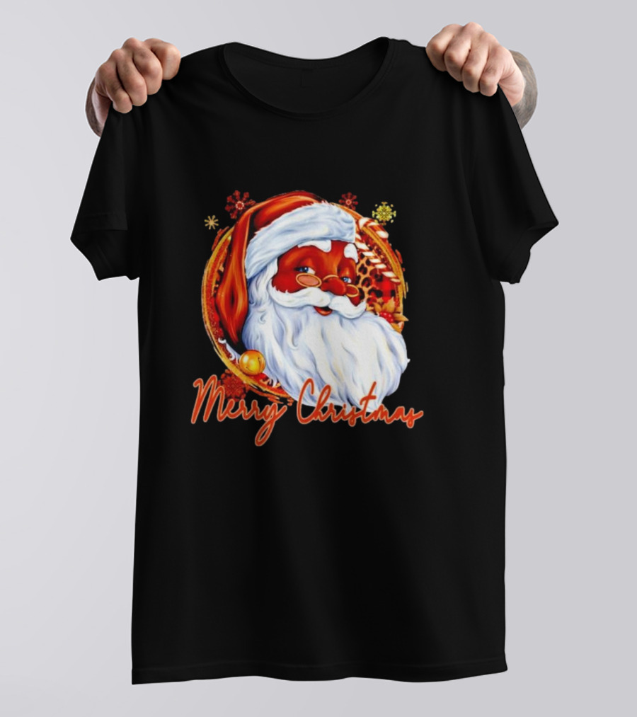 Handsome Black Santa Merry Christmas Festive Joyful Santa Image T-Shirt