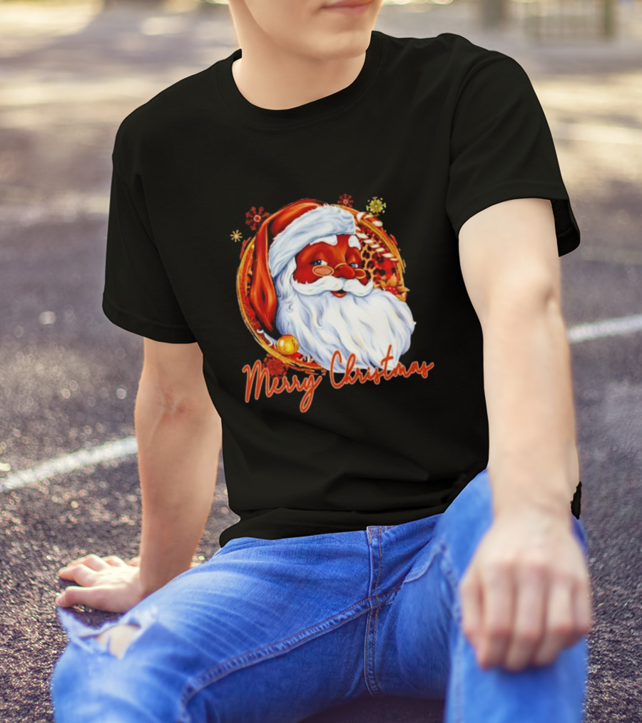 Handsome Black Santa Merry Christmas Festive Joyful Santa Image T-Shirt