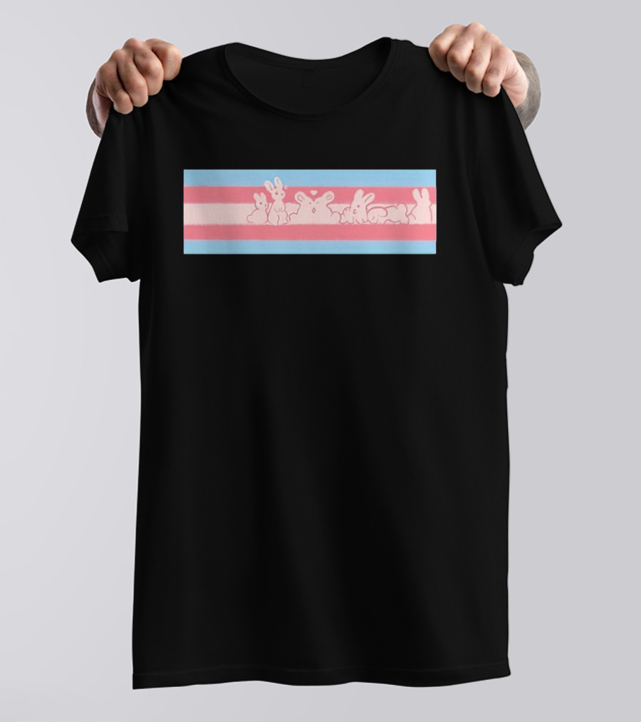 Trans Flag Bunny Band Stripes T-Shirt