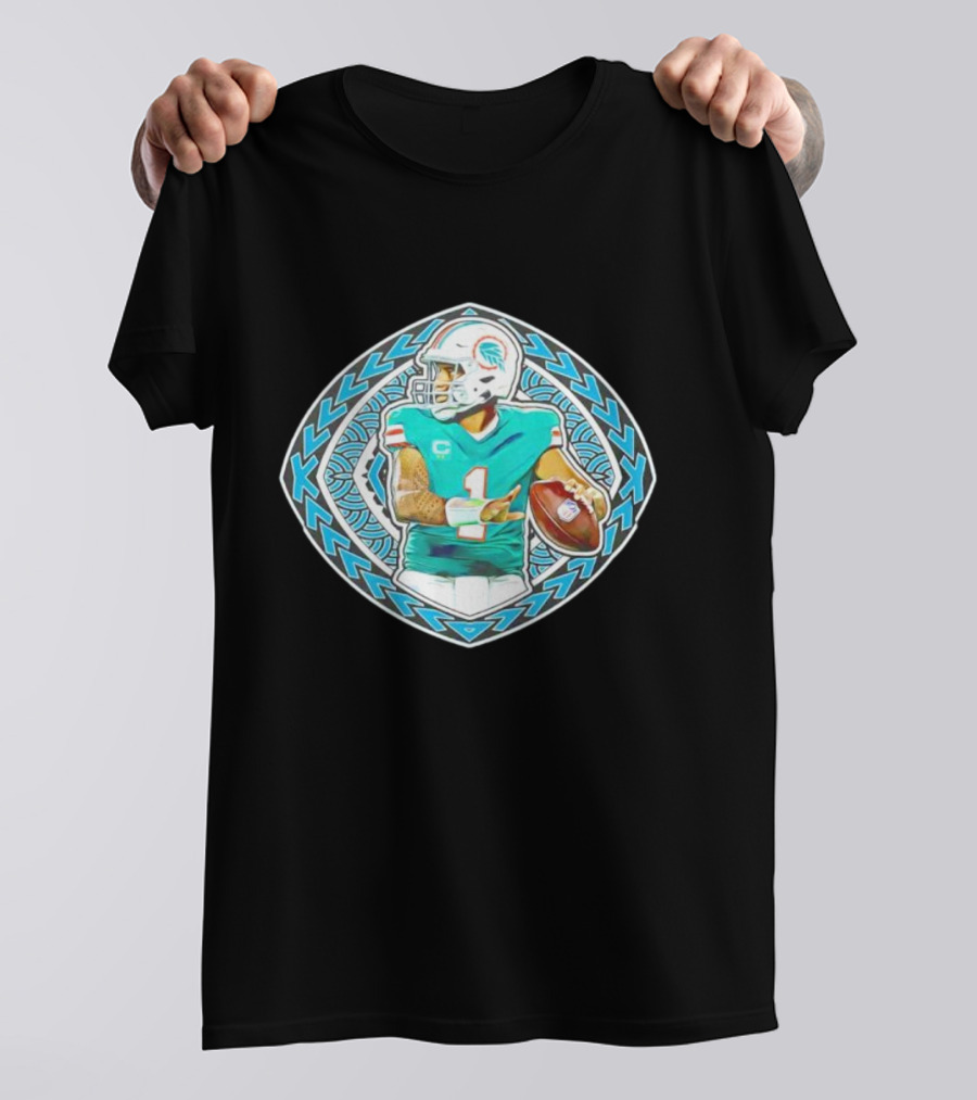 Tua Tagovailoa TAT-TUA Miami Football Quarterback Samoan Tribal Style Retro Fan T-Shirt