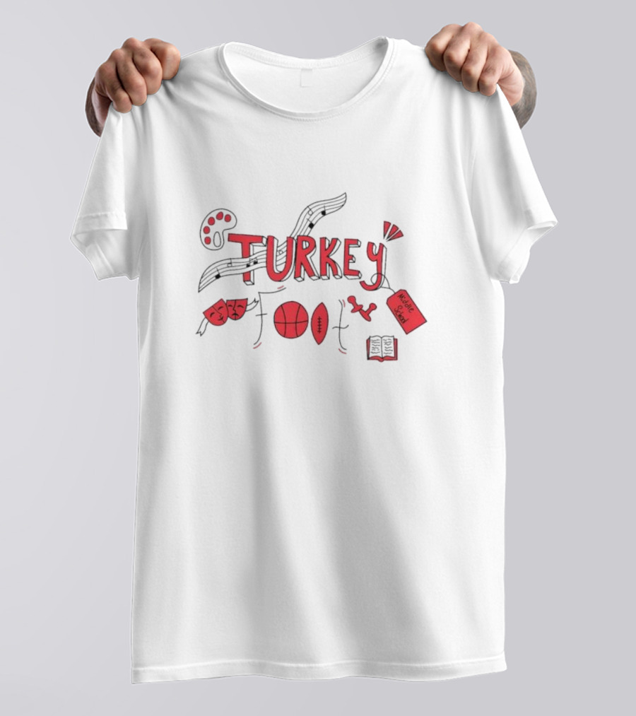 Turkey Foot Middle School Grade 6 Musical Sports And Academic Symbols T-Shirt