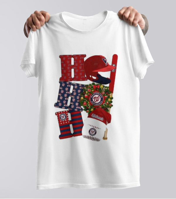 Washington Nationals Ho Ho Ho Merry Christmas Baseball Festive T-Shirt