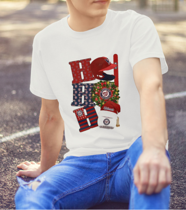 Washington Nationals Ho Ho Ho Merry Christmas Baseball Festive T-Shirt