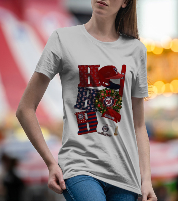 Washington Nationals Ho Ho Ho Merry Christmas Baseball Festive T-Shirt