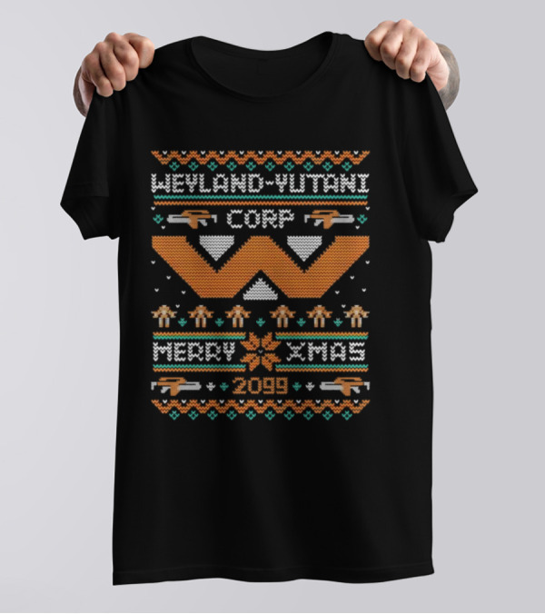 Weyland-Yutani Corp Merry Xmas 2099 Alien Themed Ugly Christmas T-Shirt