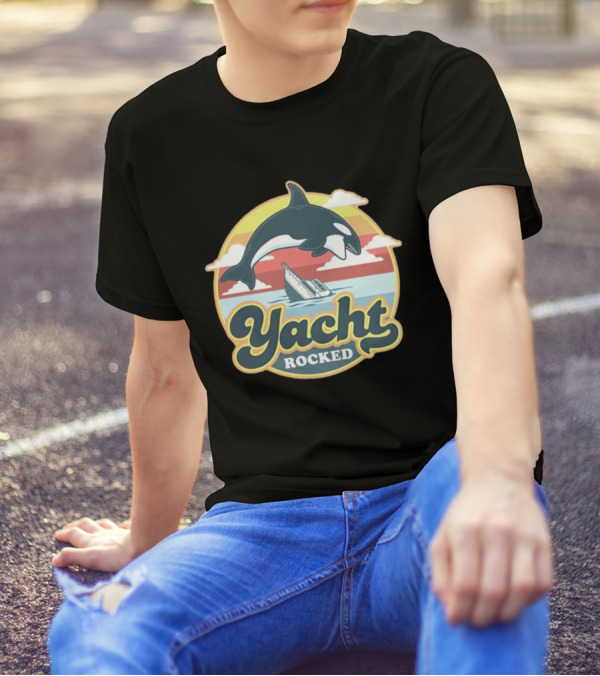 Yacht Rocked Whale Ocean Scene T-Shirt